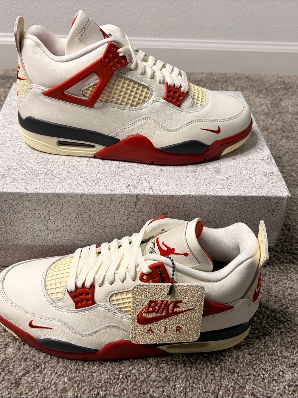 Nike Men's Retro Sneakers - Cream, Red